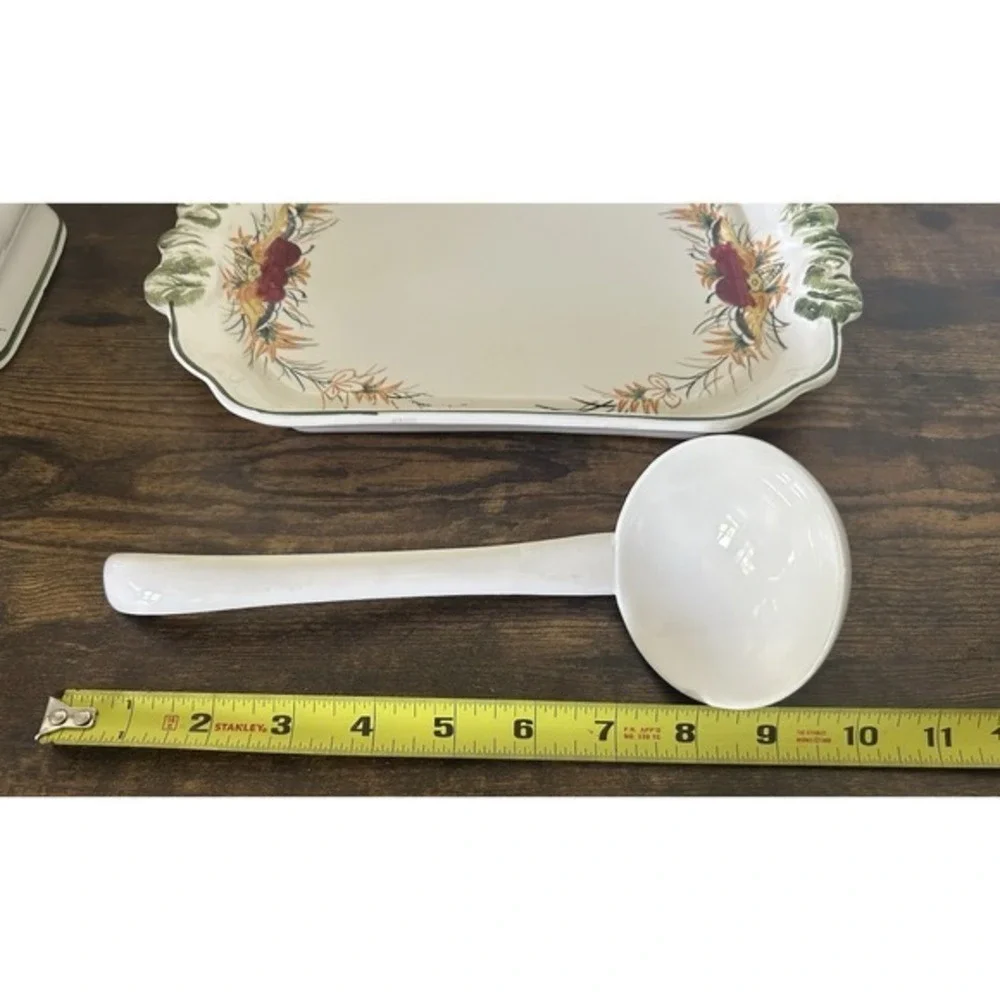 RARE 4-PC Royal Sealy Plum Harvest Soup Tureen Matching Platter Lid & Ladle 60's